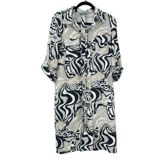 J. McLaughlin Animal Print Button Up Dress Long Sleeve Multicolor Size M - Picture 6 of 12